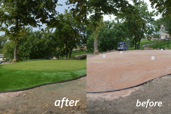 Kennewick backyard putting green before and after