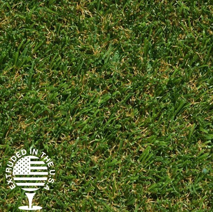 artificial turf that is green with some brown and yellow blades