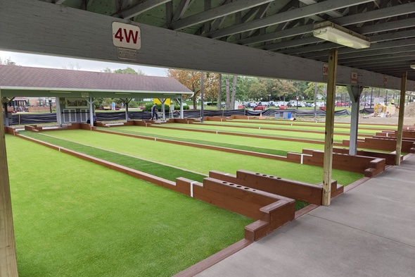 Kennewick Bocce Ball Game using artificial grass
